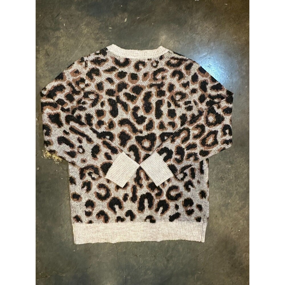 Liverpool Los Angeles Leopard Print Sweater Womens Medium Crewneck Fuzzy Knit - Picture 3 of 8